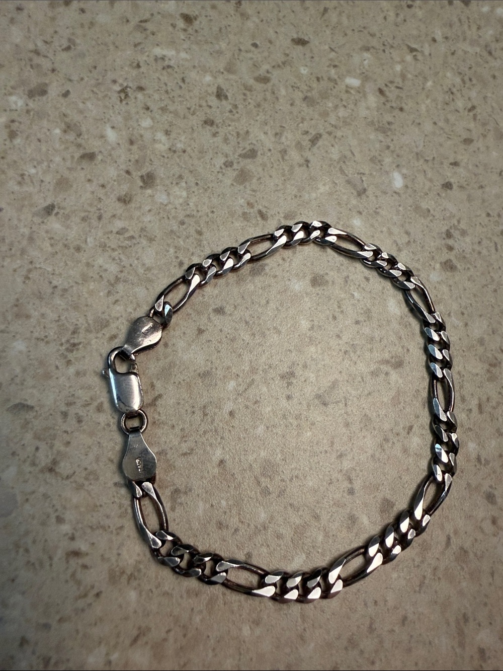 Silver Figaro Chain Bracelet - Polished Silver Tone